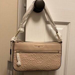 Karl Lagerfeld beige clutch